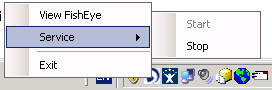 Atlassian FishEye System Tray Services Menu