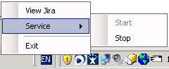 Atlassian JIRA System Tray Services Menu