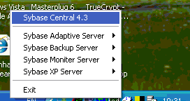 Sybase System Tray Menu